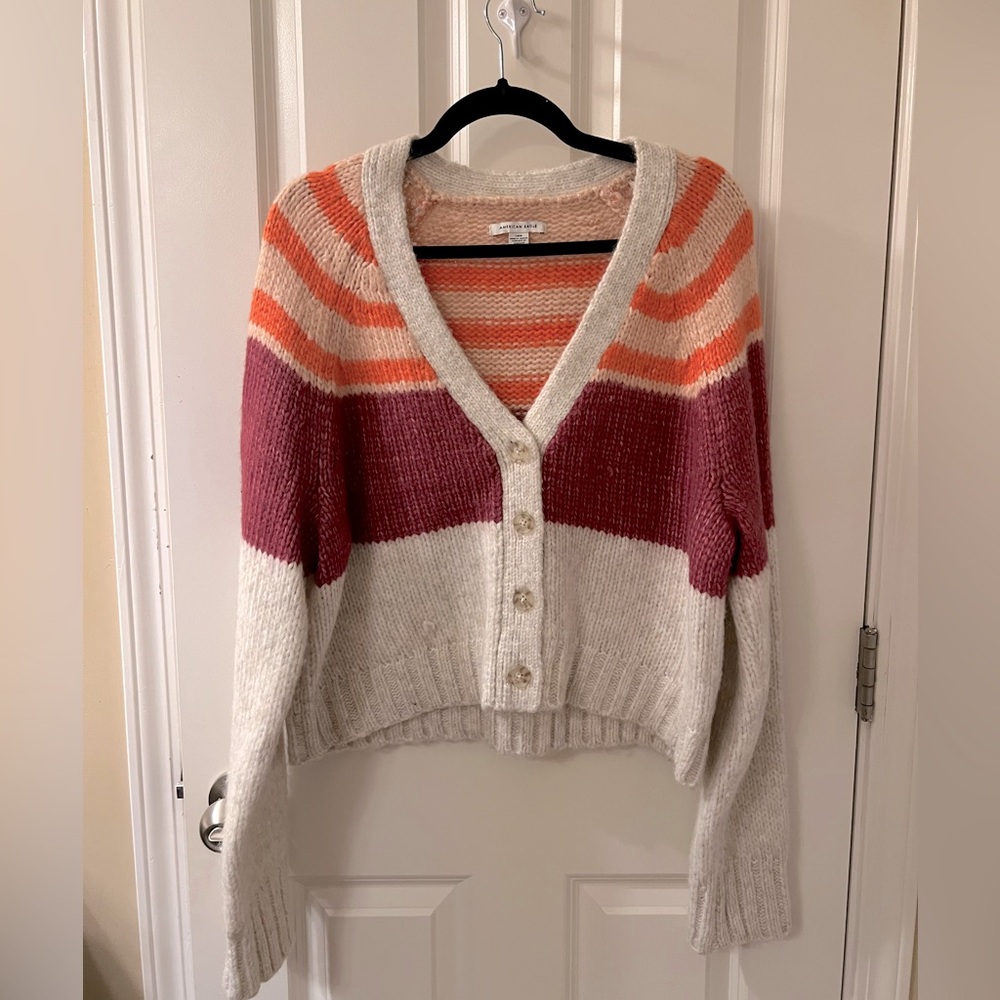 American Eagle NWOT-Striped Cardigan-L
